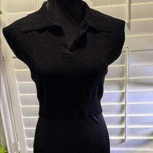 Truth by Republic Black V-Neck Sleeveless crop Sweater Size S/P
